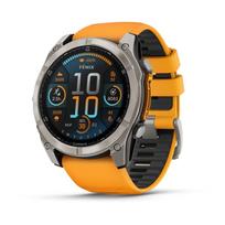 Garmin Fenix 8 AMOLED išmanusis laikrodis / 51 mm / Sapphire / Titanas / Oranžinis-Grafito silikoninis dirželis
