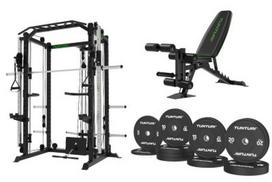 Garage SET: SM90 SMITH staklės + suoliukas TUNTURI UB60 + Bumper Plate 120 kg