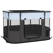 Sulankstomas šuniuko voljeras su durimis ir langais, tinklinis, mažiems šunims iki 10 kg, 94x74x60 cm, pilka
