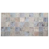 Walldone 3D PVC sienų plokštė Mėlynos marmuro plytelės - elegantiška sienų dekoracija (484 x 964 mm), 5 vnt. rinkinys