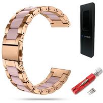 "Best Accessories" plieninė apyrankė laikrodžiui, 20 mm pločio, golden rose + pink pearl