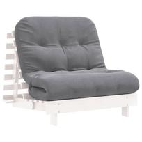 Futono sofa-lova su čiužiniu, balta, 90x206x11cm, pušis, 90 x 206 x 11 cm