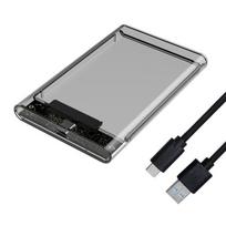 Išorinio kietojo disko dėklas 2,5 col. SSD korpusas, SATA į USB 3.1, skaidrus juodas