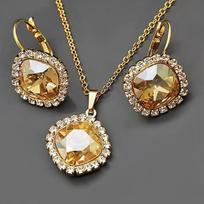 Papuošalų rinkinys moterims DiamondSky „Glare III (Golden Shadow)“ su Swarovski kristalais