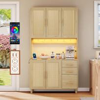 Virtuvės spinta, 183 cm, LED apšvietimas, 2 USB, 3 stalčiai