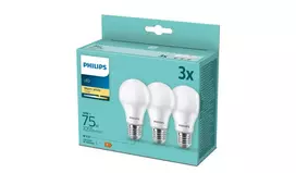 LED lemputė PHILIPS, 10W, 1055 lm, 2700K, E27, A60, 3vnt. pakuotėje