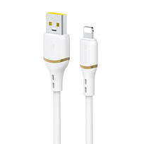 Dudao L25L USB-A - Lightning laidas 1m 30W su minkštu silikoniniu pynimu - baltas