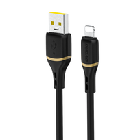 Dudao L25L 30W USB-A - Lightning laidas su minkštu silikoniniu pynimu Lightning 1m - juodas