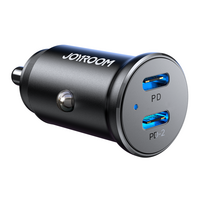 Joyroom JR-CCN06 30W 2x USB-C metalinis mini automobilinis įkroviklis - juodas