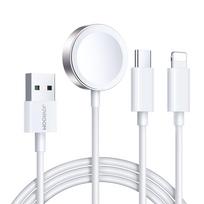 Joyroom laidas S-IW008 3-in-1 magnetinis įkroviklis USB-A - Lightning/USB-C 1.2m - baltas