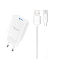 Dudao A4EU USB-A 2.1A sieninis įkroviklis - baltas + USB-A - USB-C laidas