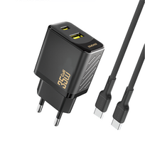 Dudao sieninis įkroviklis A27MaxCEU PD QC 35W USB-A USB-C su USB-C laidu - juodas