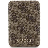 Guess indukcinė išorinė baterija 15W GUPB5FP4EMGW 5000mAh rudas/rudas 4G Leather Metal Logo MagSafe