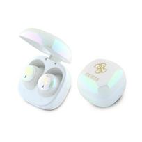 Guess Bluetooth ausinės GUTWSJ144ESH TWS + prijungimo stotelė balta/balta Iridescent 4G spausdintas logotipas