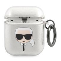 Karl Lagerfeld blizgus AirPods 1/2 dėklas – sidabrinis