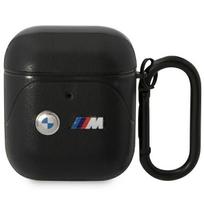BMW Leather Curved Line dėklas AirPods 1/2 – juodas
