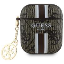 Guess AirPods 1/2 dėklas – rudas, 4G Stripes Charm