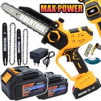 Akumuliatorinis grandininis genėjimo pjūklas UBERTOOL UB707 1200 W, 2 akumuliatoriai, 8"+6", LCD