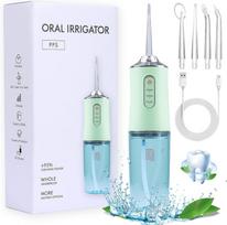Įkraunamas nešiojamas irigatorius DM8851 3.5W 230ml + 4 antgaliai, žalias