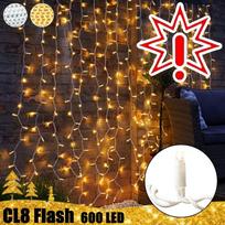 600 LED 2x3 Girlianda Užuolaida – Krioklys PRO PLIUS Flash CL8, šiltai baltos spalvos (Prekė su defektu 9902839)