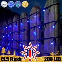 200 LED lempučių girlianda STANDART PLIUS FLASH CL5, mėlynos spalvos šviesa (Prekė su defektu 9902859)