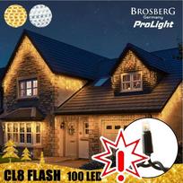 100 LED lauko girlianda varvekliai Brosberg Prolight CL8 Flash, juodas laidas, šiltai balta (Prekė su defektu 9902980)