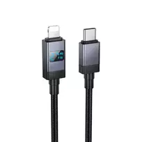 Hoco X118 data transfer and charging cable | USB-C to Lightning | PD | 27W | with LED display | 1m | black