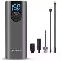 Rockbros 42720001001 Electric Bike Pump with LED Display + USB-C to USB-A Cable - Black