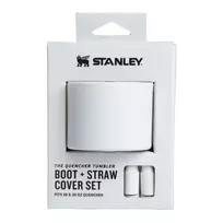 Stanley Set of 2 protective covers and straw caps for 0.89L/0.59L thermo mugs: The Quencher Boot + Straw Topper, light white
