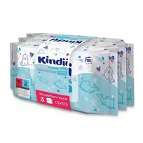 Kindii Baby wet wipes set, 99% Pure Water, 3x60 pcs.