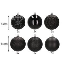Kalėdiniai burbulai Springos CA0877 30 vnt. juodi 8 cm rinkinys