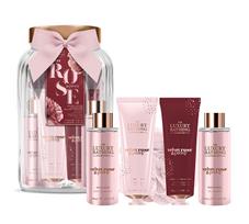 The Luxury Bathing Company Gift set in a glass jar Rose & Peony 5 pcs kūno priežiūra