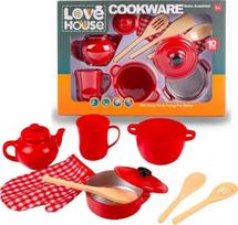 Žaisliniai virtuvės reikmenys, indų rinkinys Small Foot Love House Cookware, raudona sp.