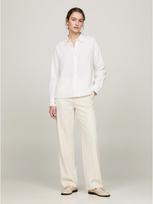 TOMMY HILFIGER Moteriški kasdieniai marškiniai, ESS LINEN ROUND HEM LS SHIRT, 100% linas