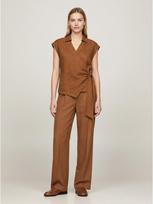 TOMMY HILFIGER Moteriška palaidinė be rankovių, LINEN KNOT NS TOP, 100% linas