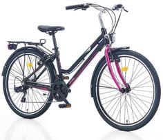Dviratis miesto Corelli Shiwers, 24 ", 13" rėmas, juoda sp./rožinė sp.
