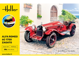 Alfa Romeo 6C 1750 Zagato modelio rinkinys 1/24 su dažais ir klijais