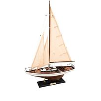 Elegantiškas burlaivio modelis 66 cm – jūrinė interjero dekoracija