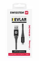 „Swissten“ „Kevlar“ duomenų kabelis USB / „Lightning“, 1,5 m / 60 W