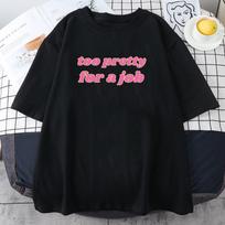 Infinite Icon Paris-Hilton Tshirts Too Pretty for A Job Printing T-shirt Summer Short Sleeve Cotton Tees Tops Graphic Clothes XS juoda
