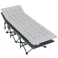 Outsunny Sulankstoma stovyklavimo lova su čiužiniu, pagalve ir šonine kišene, 190 x 65 x 37 cm, sulankstomas gultas suaugusiems, svečių lova iki 150 kg, sulankstoma lova laukui, sodui, stovyklavimui, kelionėms, šviesiai pilka