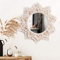 Macrame sieninis veidrodis boho stiliaus – dekoratyvinis rankų darbo