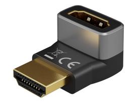 Goobay HDMI Angled Adapter 90 Vertical, 8K at 60 Hz, Gold-Plated, Black/Silver | 72009
