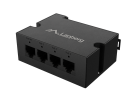 Lanberg Switch PoE Extender 1xIn 3xOut Fast Ethernet Din Rail at 30W metal clips | DIN-FE4-AT-30W