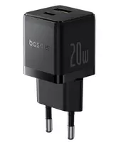 Sieninis įkroviklis Palm 20W USB + USB-C QC3.0 PD3.0, juodas
