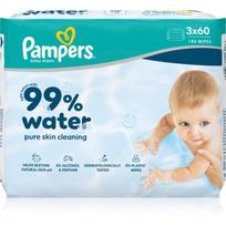 Pampers 99% Water Baby Wipes drėgnosios valomosios servetėlės vaikams 3x60 vnt.