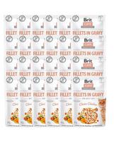 BRIT Care Fillets in Gravy Mix 48 x 85 g vištienos, kalakutienos ir lašišos filė su padažu katėms