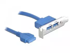 DELOCK lizdo plokštė – USB 3.0 2x išorinis prievadas / 1x vidinis smeigtuko antraštė žemo profilio