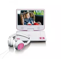 Vaizdo grotuvas LENCO DVP-910 9 DVD-Player + USB & KfZ-Halterung. pink/wei