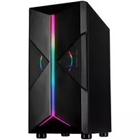 Inter tech Chassis IT-3306 Cavy Gaming Tower, ATX, 1xUSB3.0, 2xUSB2.0, PSU pasirinktinai, Lango šoninis skydelis, LED juostos priekyje , 120mm ARGB ventiliatorius, Juodas